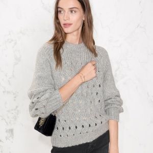 & Other Stories Eyelet Grey Knit Sweater S NWT